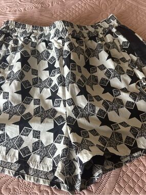 Christian Dior Black & White Star-Print Logo Ribbon Shorts